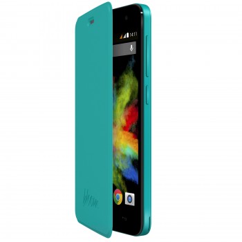 Coque Turquoise wiko Birdy folio stand back cover